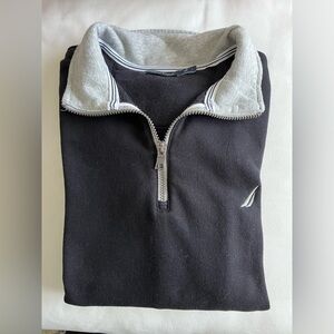 Nautica Black & Gray Long Sleeve Size Large Quarter-zip closure